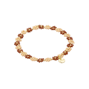 54774MIX10 Armband Biba Bloem Beige.Bruin 54774MIX10 Armband Biba Bloem Beige.Bruin